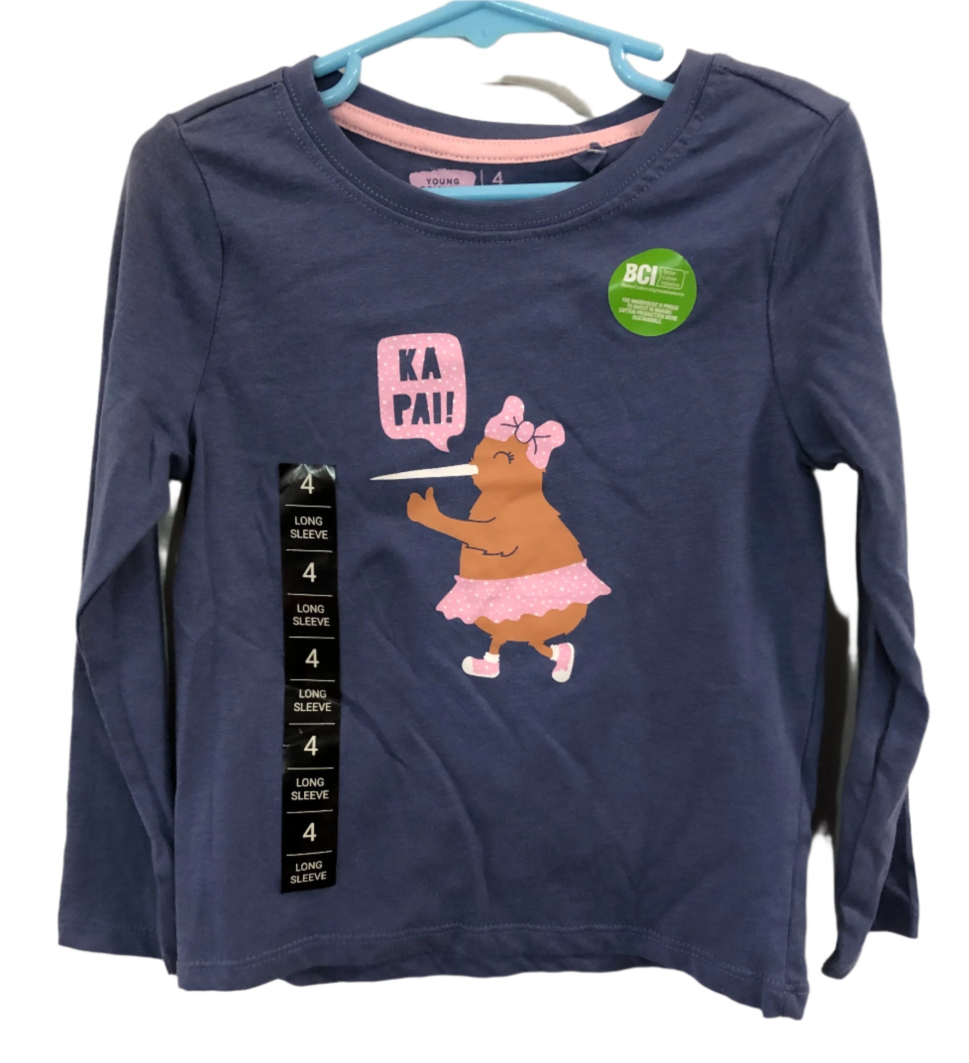 Ka Pai Kiwi T-shirt Long Sleeved Blue - Kiwi Kids Boutique