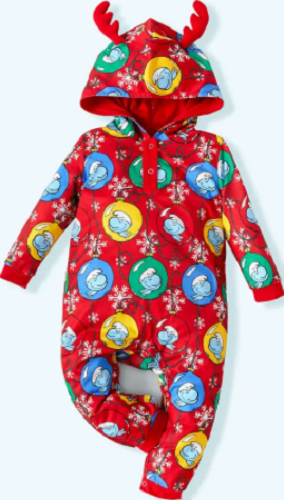 Smurf Christmas Hooded All In One -  Kiwi Kids Boutique