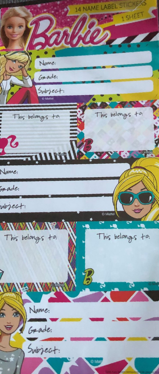 Barbie Book Labels - Kiwi Kids Boutique