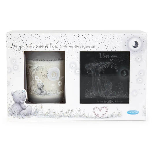 Me to You - Moon & Back Candle & Glass Plaque Set -  Kiwi Kids Boutique